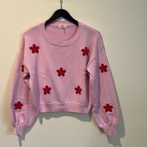 Women’s pink crop flower sweater size small